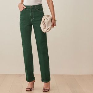 Reformation Green Cowboy Pants